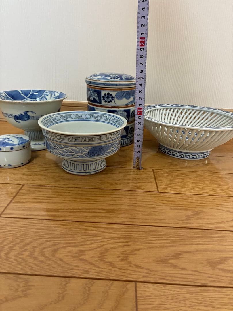 盃　三段陶器　杯　 三段重 陶器 染付　鉢 小鉢