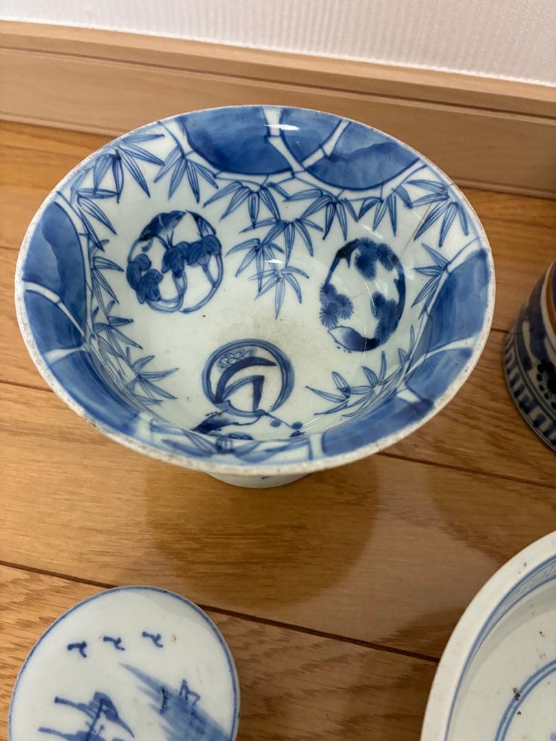 盃　三段陶器　杯　 三段重 陶器 染付　鉢 小鉢