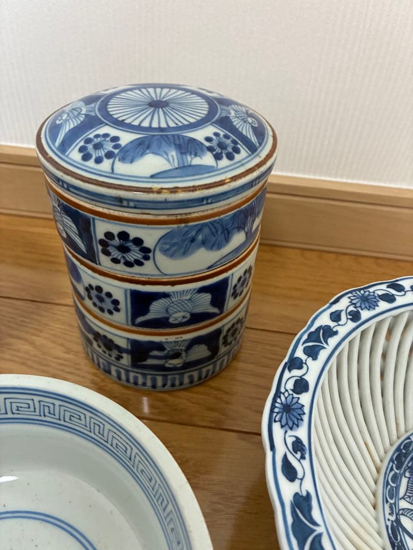 盃　三段陶器　杯　 三段重 陶器 染付　鉢 小鉢
