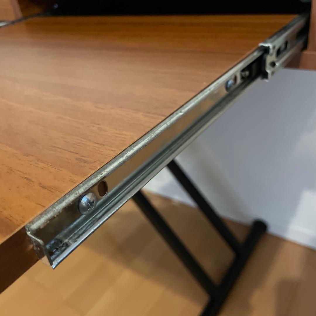 【希少】昇降式スライドテーブル付きダイニング薄型パソコンデスク机 90×45cm