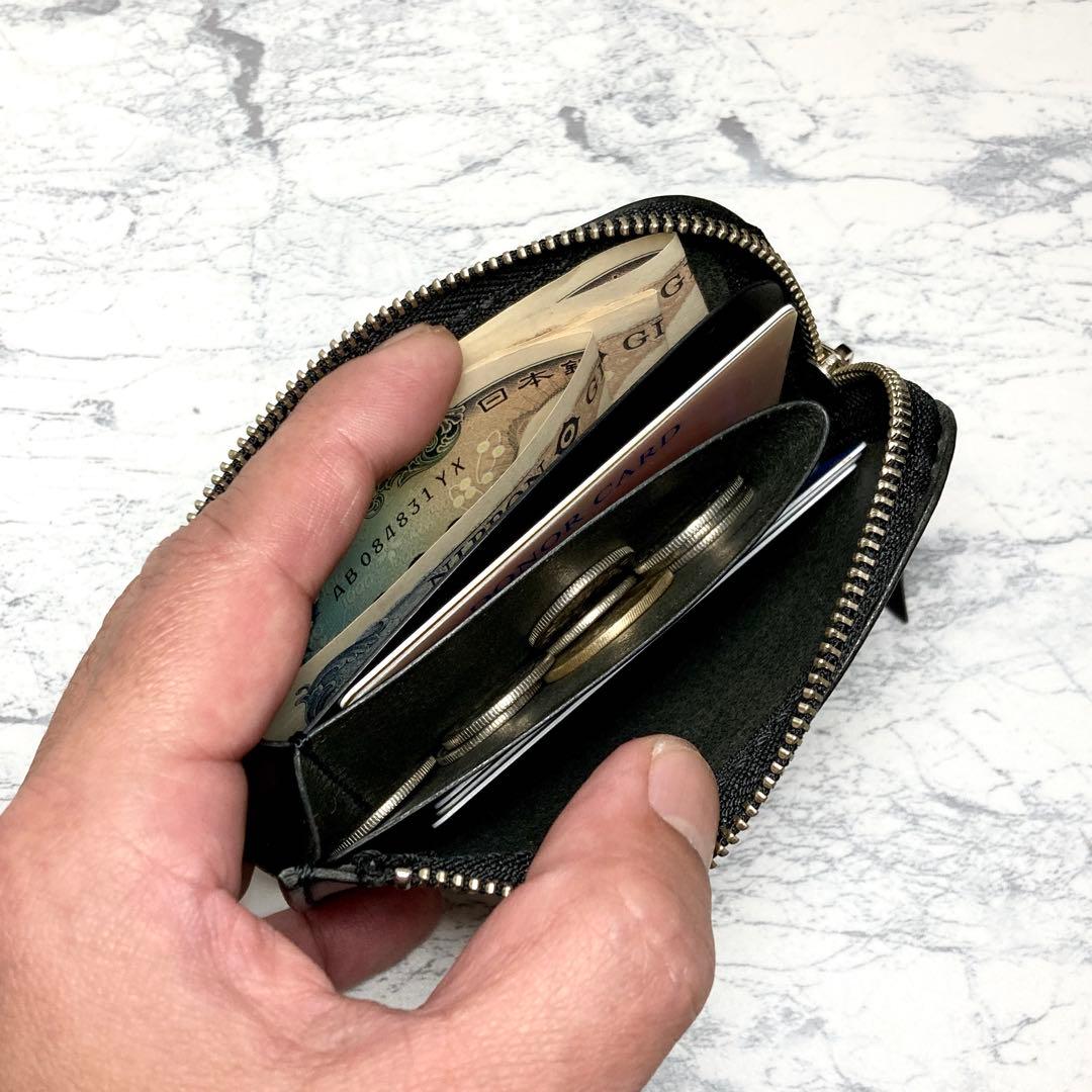 本革 L字ファスナー財布 レザー フラグメントケース メンズ レディース 黒