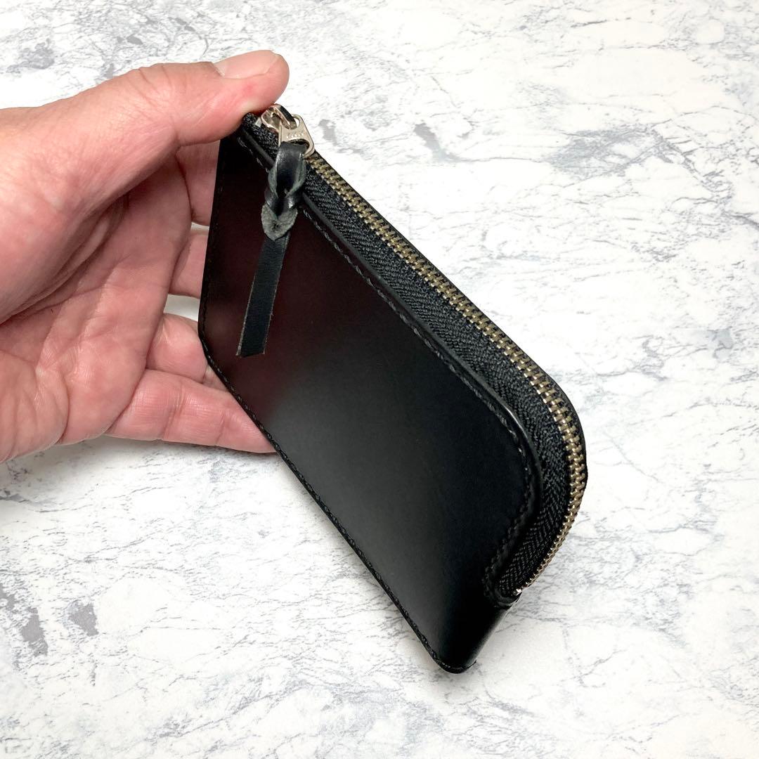 本革 L字ファスナー財布 レザー フラグメントケース メンズ レディース 黒