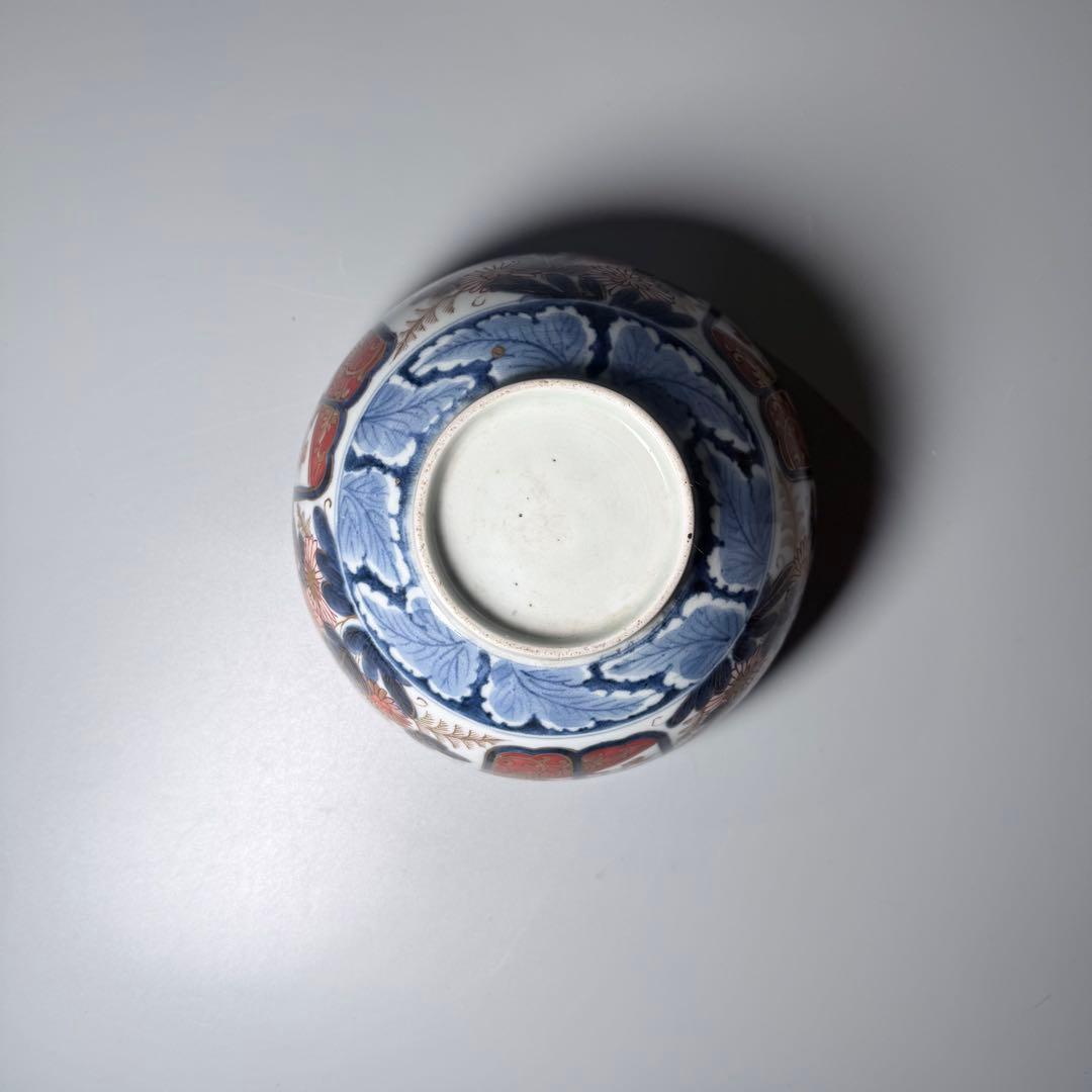 古伊万里 染錦輪花形七寸皿 変形八角向付 草花文丼 江戸期〜明治 古陶