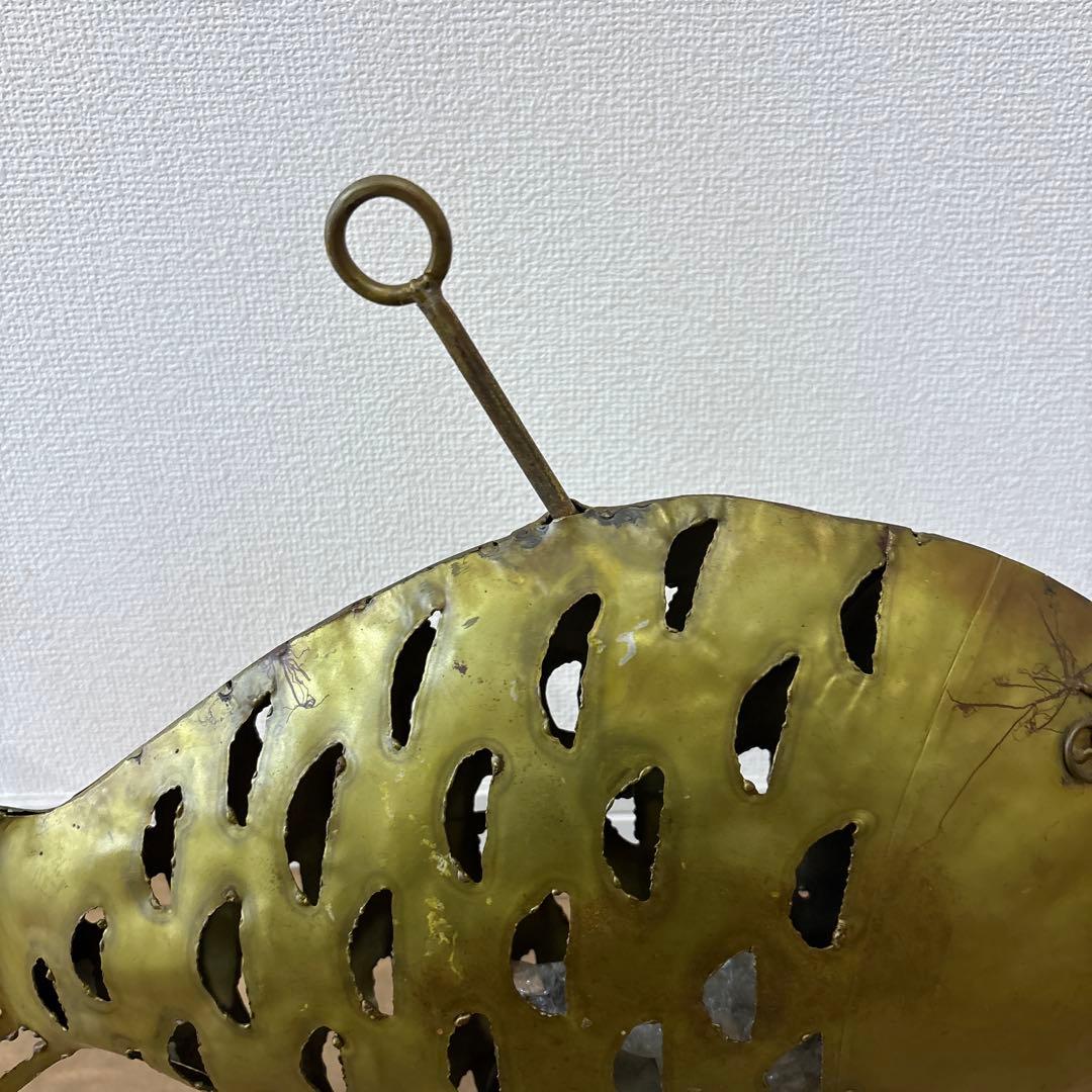 金属製 魚型置物 大型金属魚型懸垂式ろうそくランタン