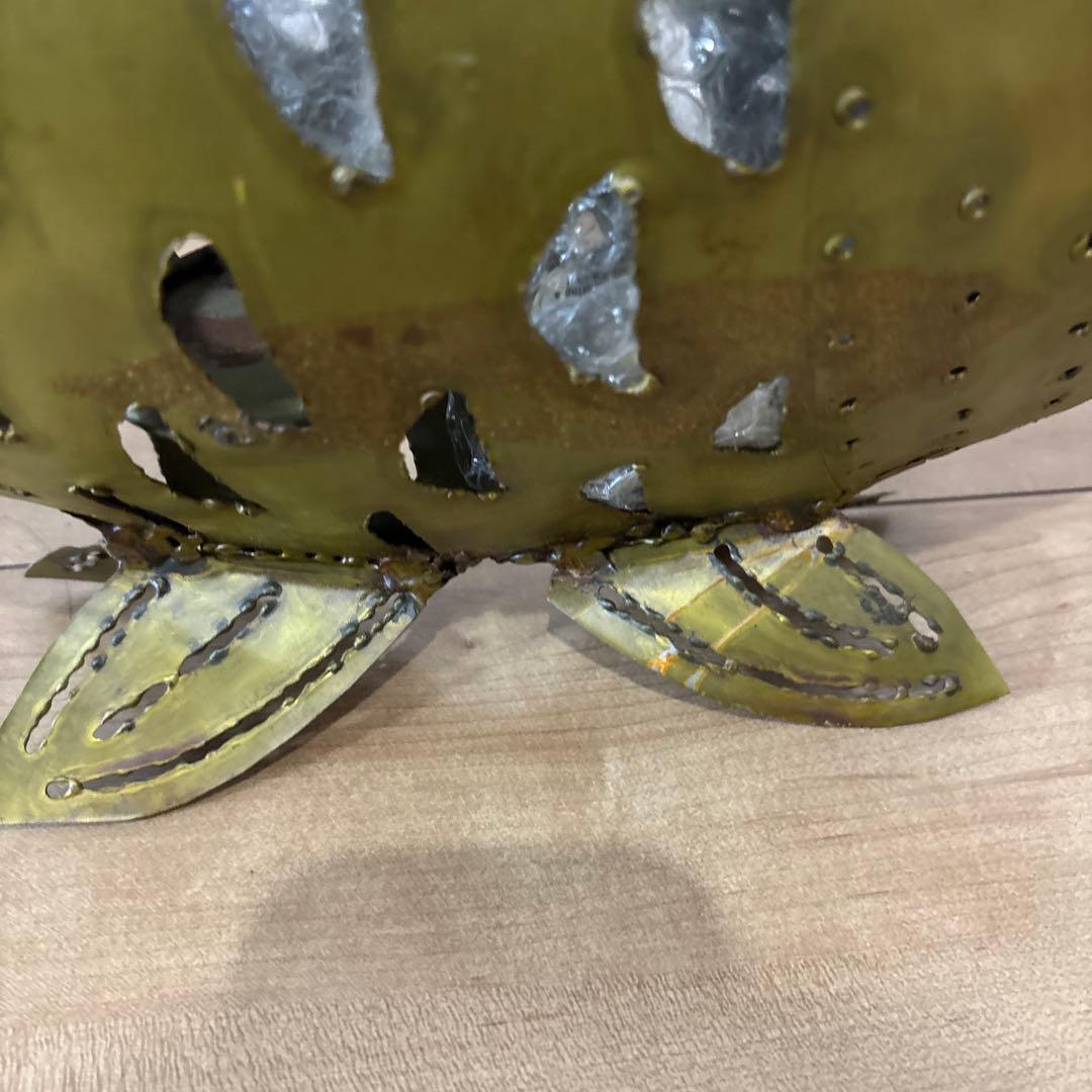 金属製 魚型置物 大型金属魚型懸垂式ろうそくランタン