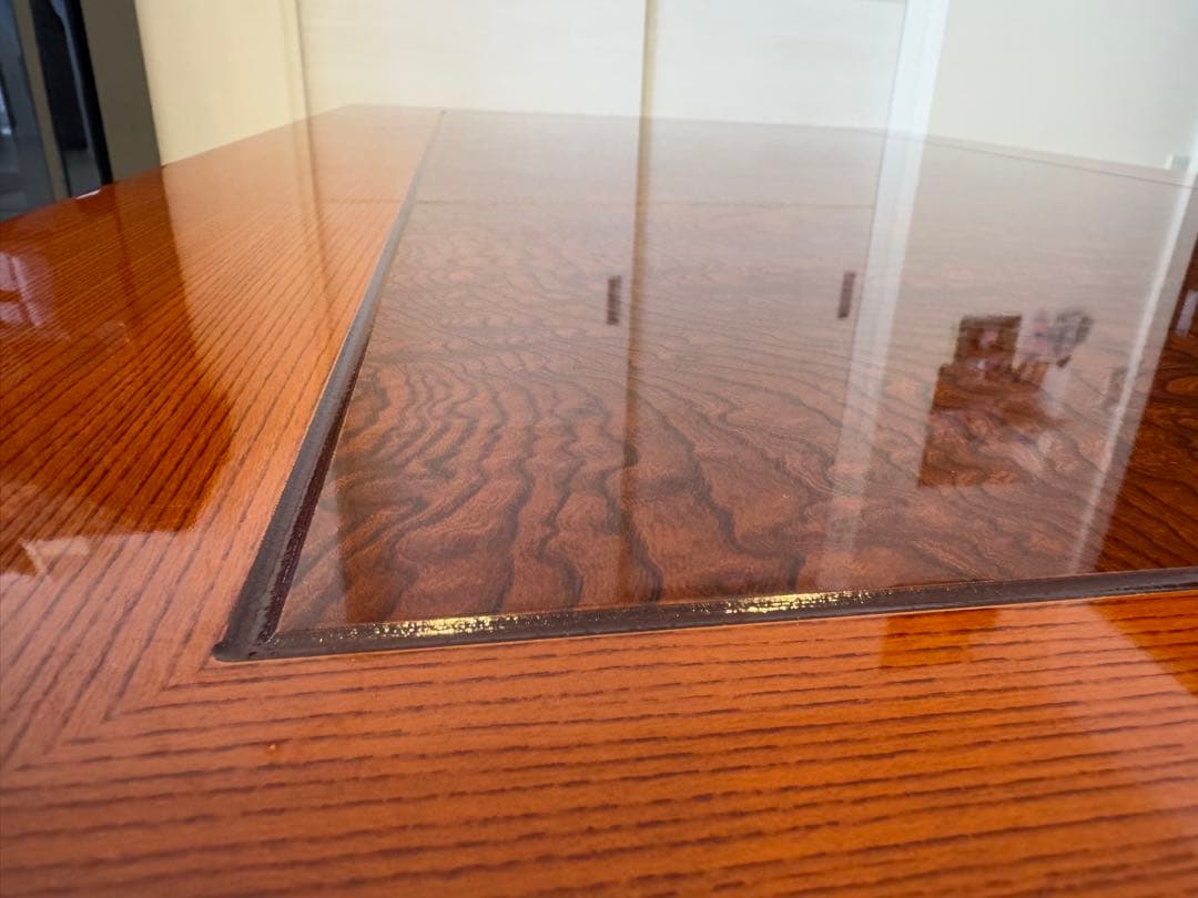 木製彫刻入り座卓こたつ　ダークブラウン