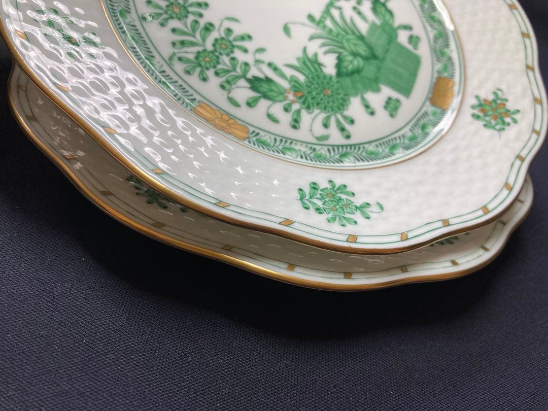 ヘレンド　インドの華　グリーン　プレート　19cm2枚