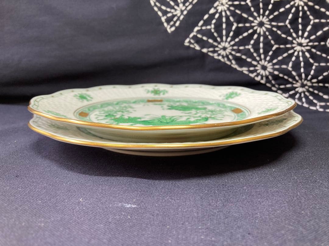 ヘレンド　インドの華　グリーン　プレート　19cm2枚