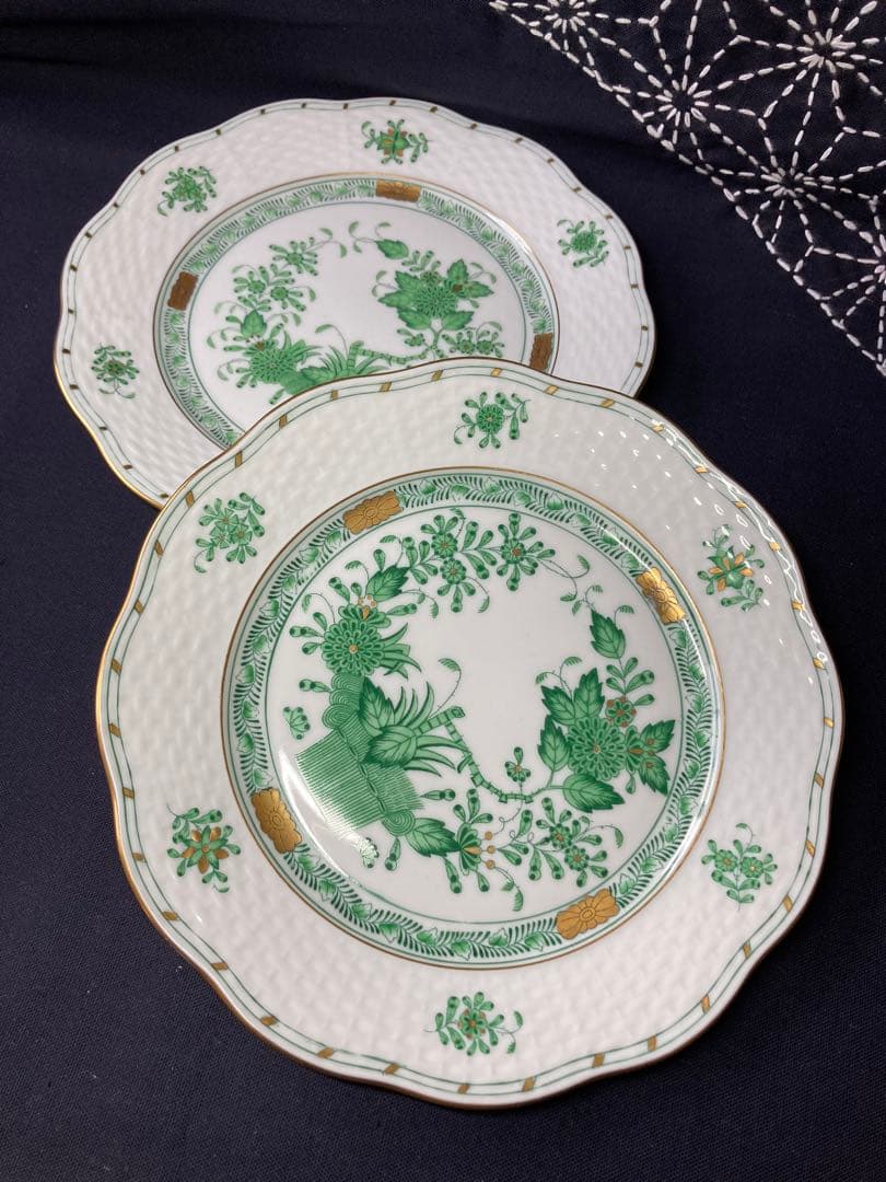ヘレンド　インドの華　グリーン　プレート　19cm2枚