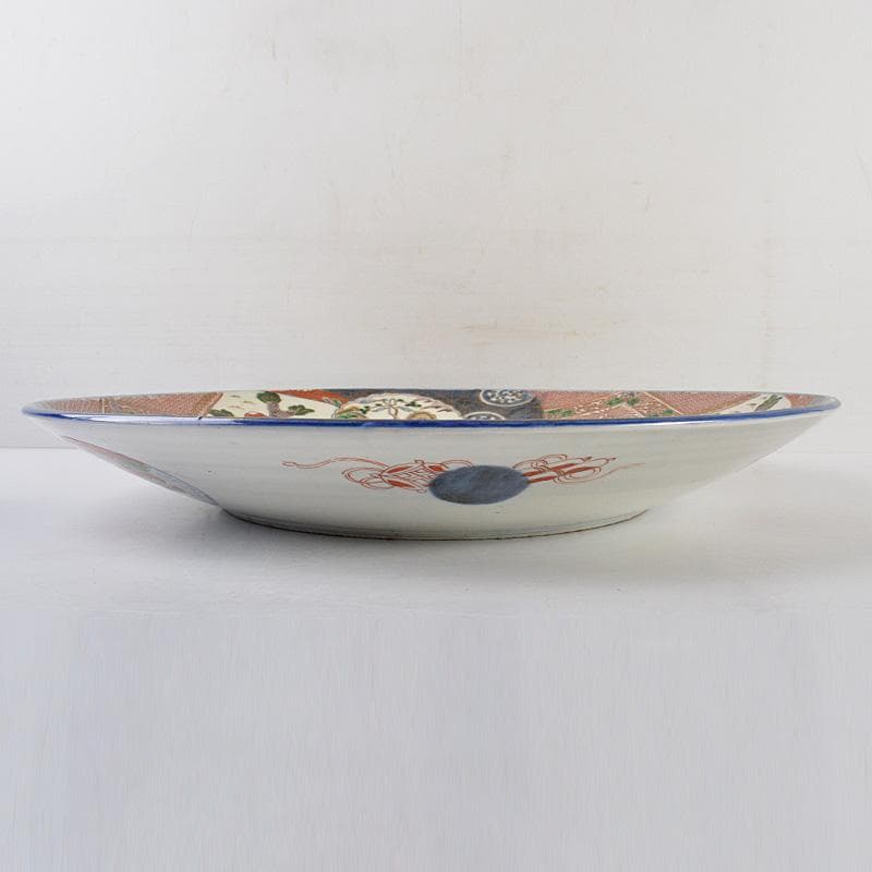 伊万里焼 古伊万里 染錦 人物山水文 大皿 飾皿 直径約46㎝ C 5650C