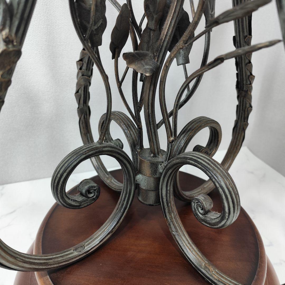 家具 アンティーク風 アイアン リーフ 木製 ガラステーブル