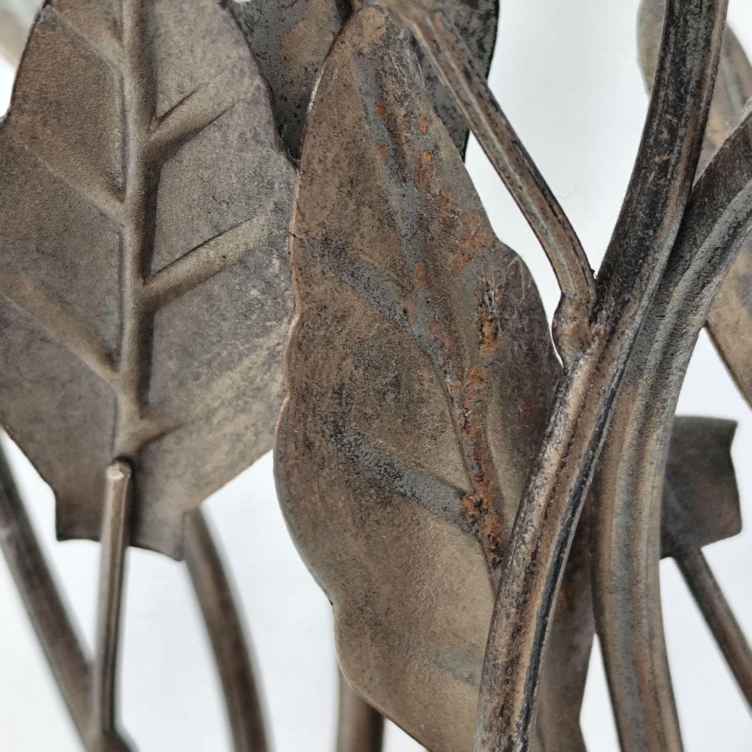 家具 アンティーク風 アイアン リーフ 木製 ガラステーブル