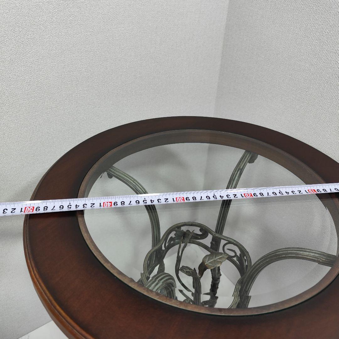 家具 アンティーク風 アイアン リーフ 木製 ガラステーブル