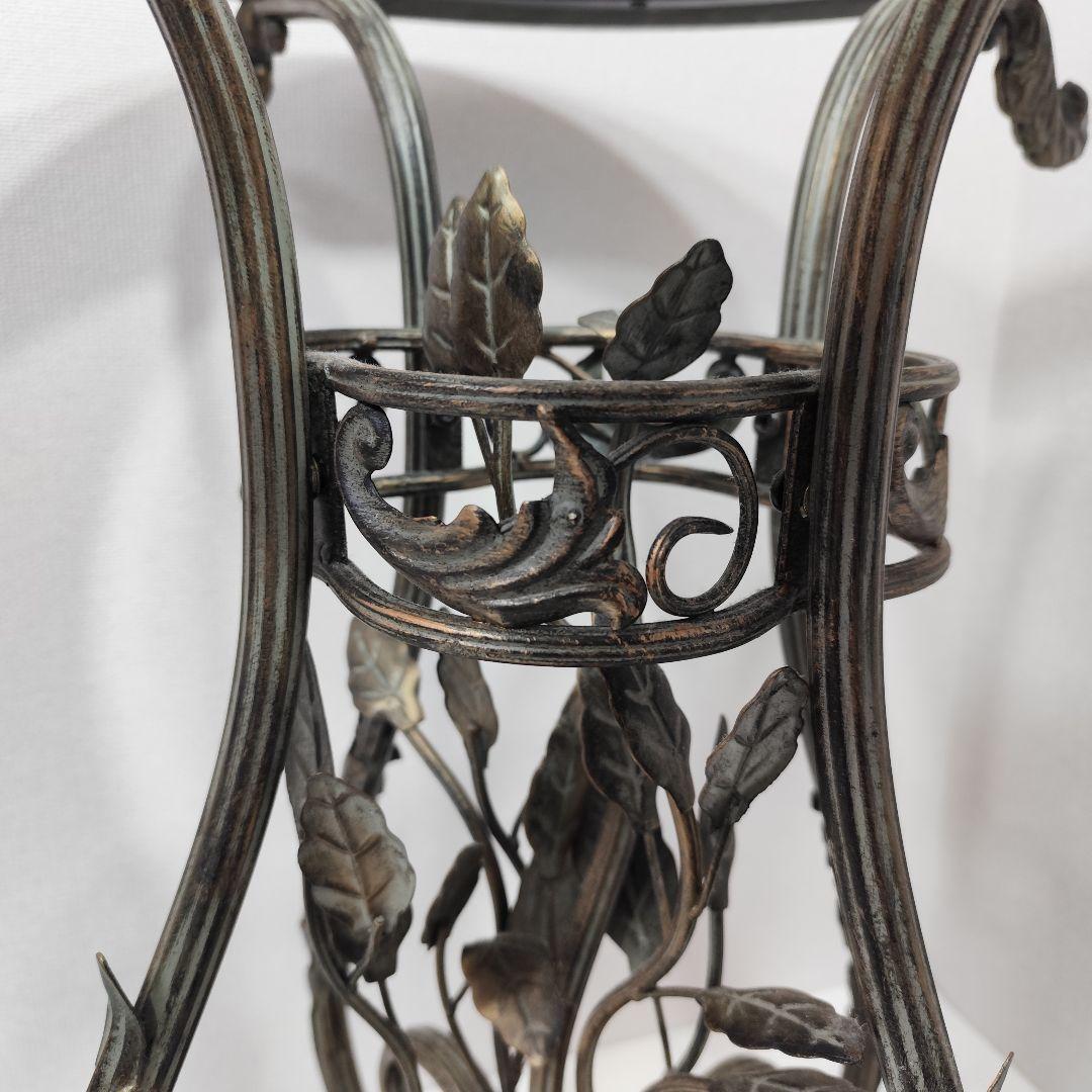 家具 アンティーク風 アイアン リーフ 木製 ガラステーブル