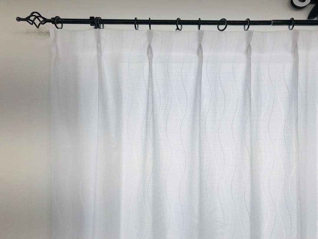 ☆チョコ　レースカーテン　ウェーブ　180㎝×133㎝　2枚