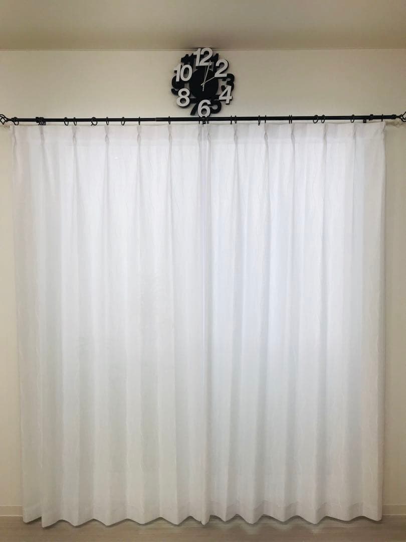 ☆チョコ　レースカーテン　ウェーブ　180㎝×133㎝　2枚