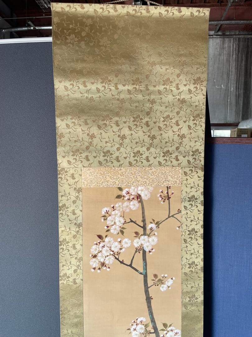 真作　蔵出し　山口華楊　 自筆画「寒牡丹」掛け軸　茶道具