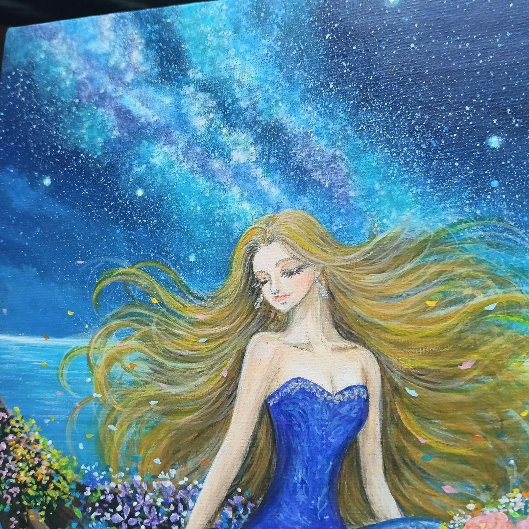 No.576 花のボート　F3　アクリル画　絵画　手描きイラスト　風景画