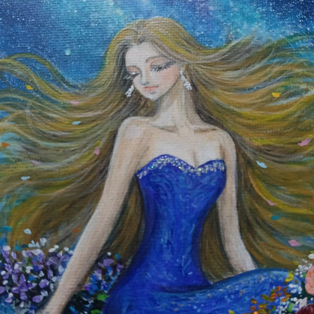 No.576 花のボート　F3　アクリル画　絵画　手描きイラスト　風景画