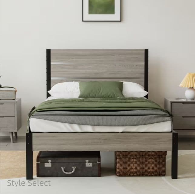 スチール製シングルベッドフレーム 耐荷重 180kg 防錆頑丈 簡単組立