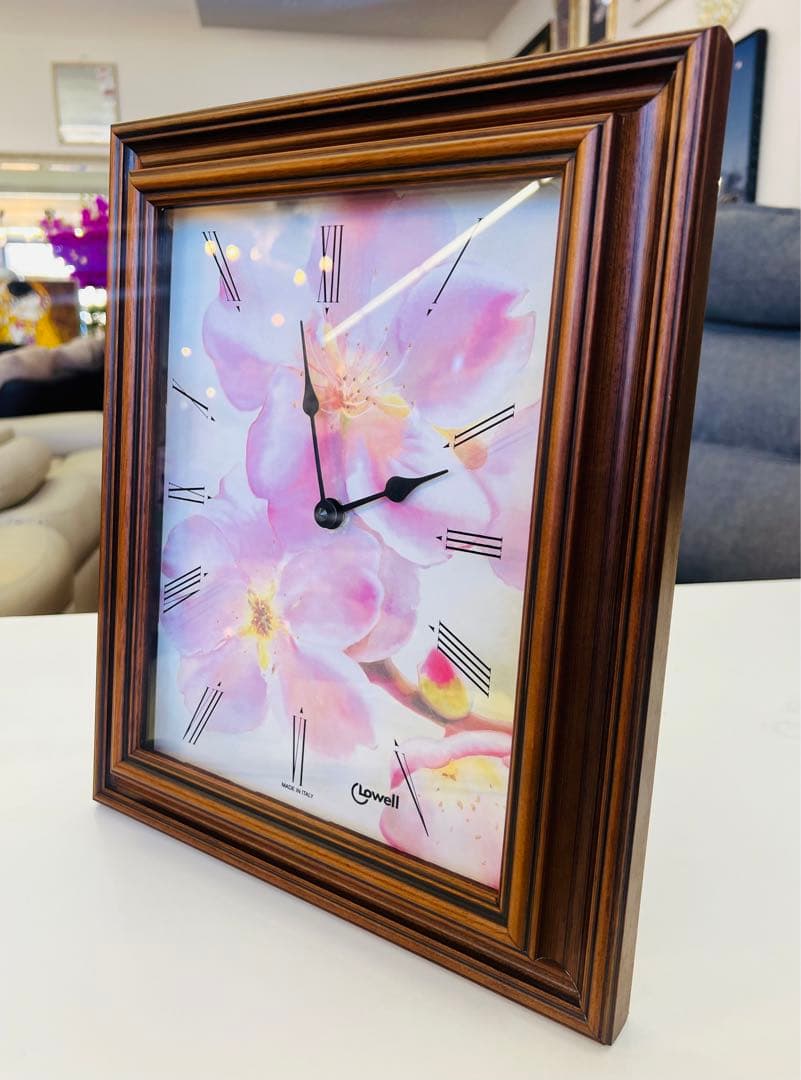 Lowell時計イタリア製花柄のデザインが特徴おしゃれな掛け時計フレーム素材木製