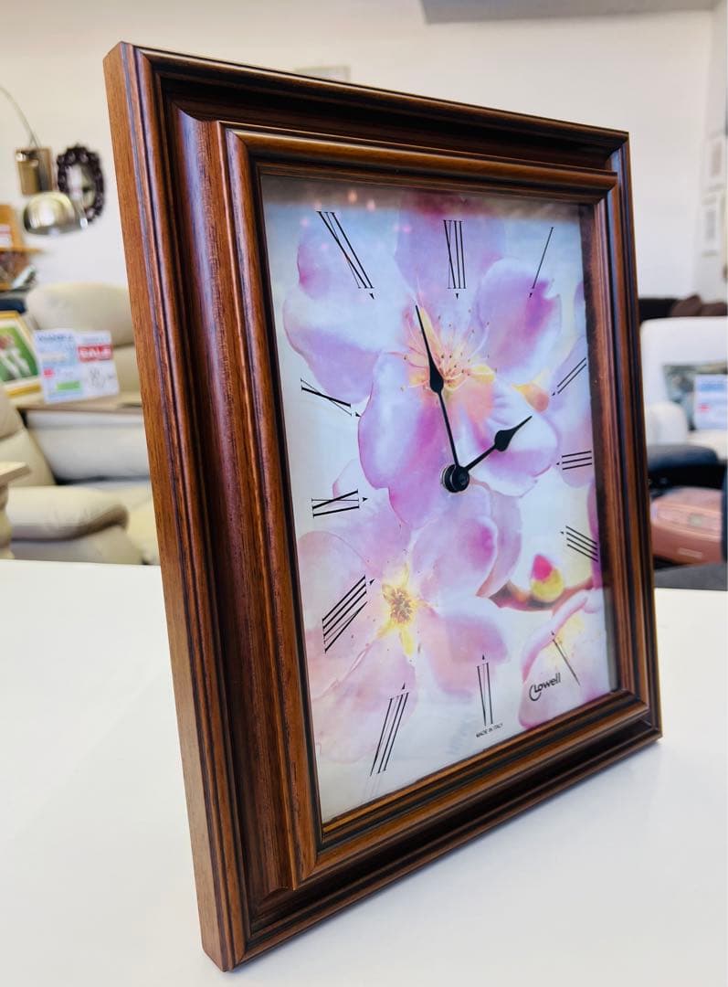 Lowell時計イタリア製花柄のデザインが特徴おしゃれな掛け時計フレーム素材木製