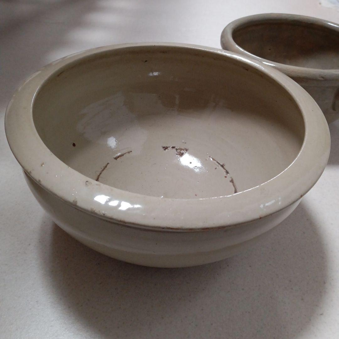 古い瀬戸焼の大鉢 片口 セット 金魚鉢 捏鉢などに 古民具民芸 骨董の