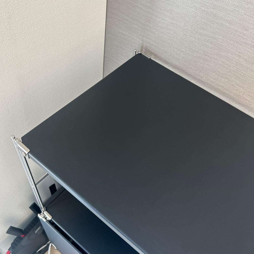 無印良品　ステンレスユニットシェルフ　ワイド小　ダークグレー