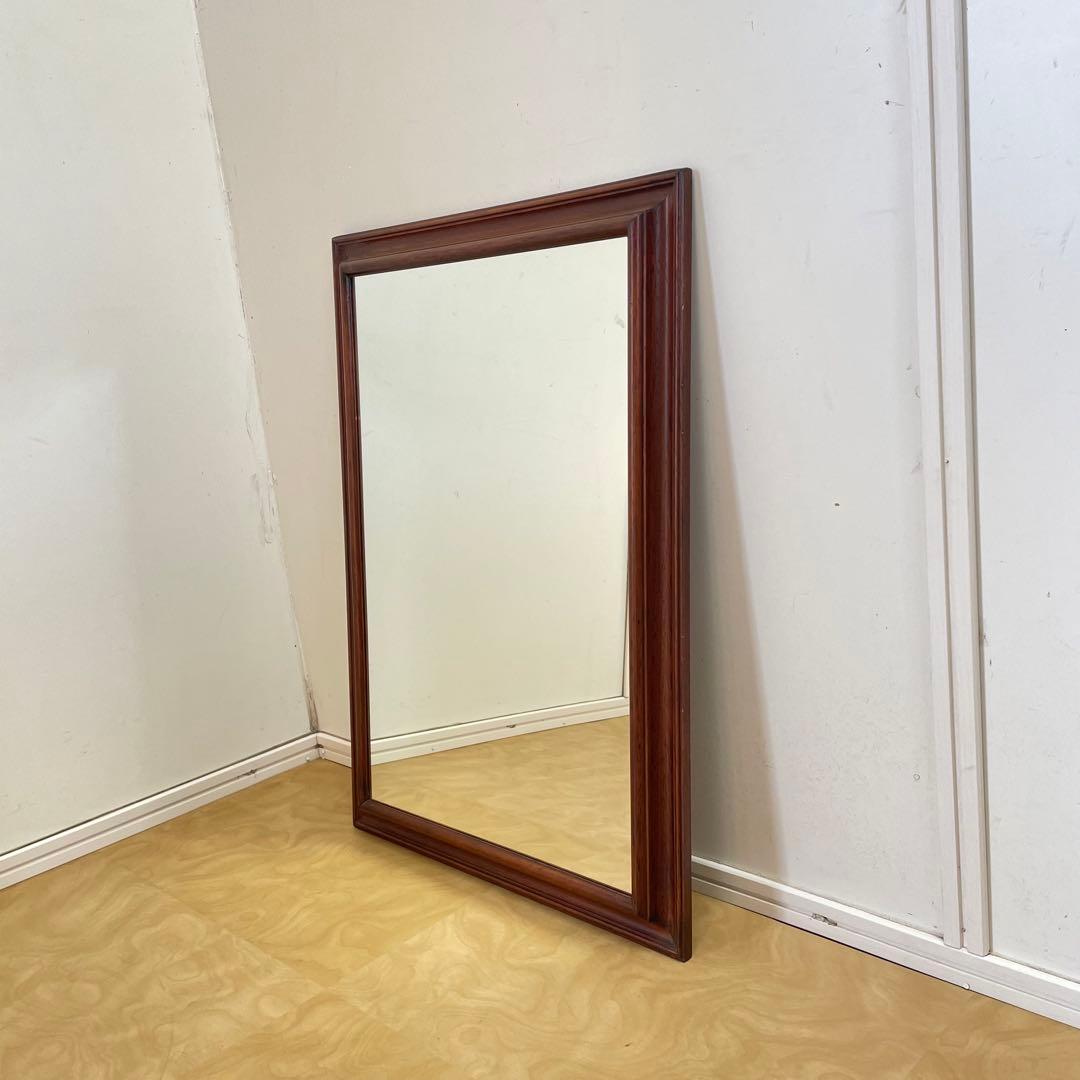 イタリア製 アンティーク調 ウォールミラー 木枠ミラー 鏡 壁掛け 立て掛け
