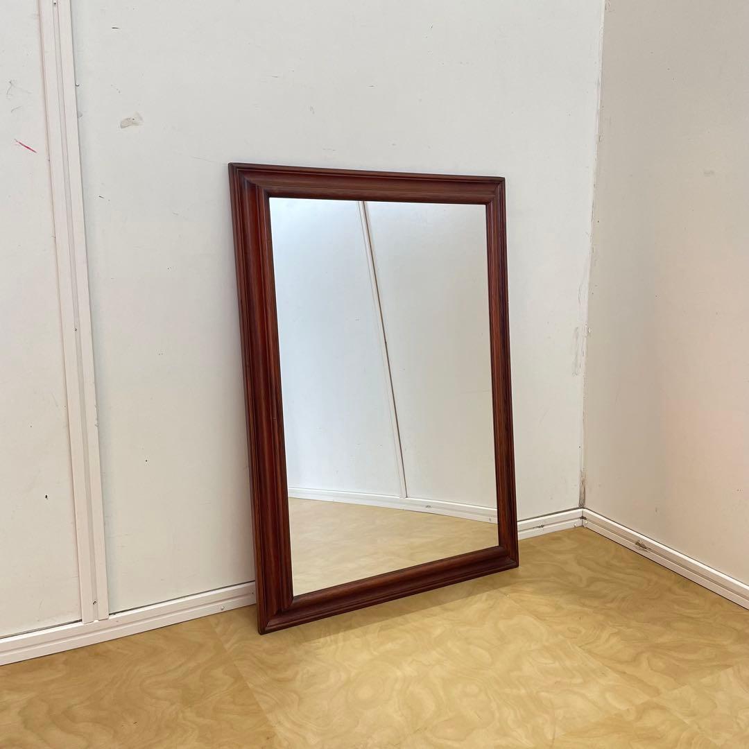 イタリア製 アンティーク調 ウォールミラー 木枠ミラー 鏡 壁掛け 立て掛け
