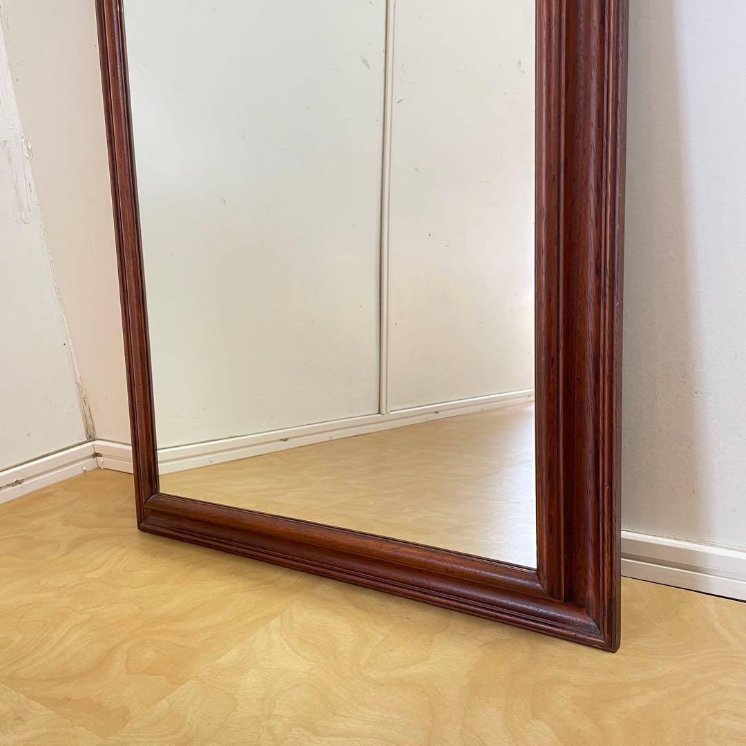 イタリア製 アンティーク調 ウォールミラー 木枠ミラー 鏡 壁掛け 立て掛け