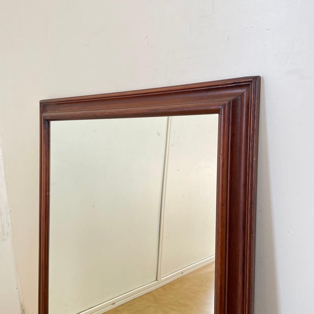 イタリア製 アンティーク調 ウォールミラー 木枠ミラー 鏡 壁掛け 立て掛け
