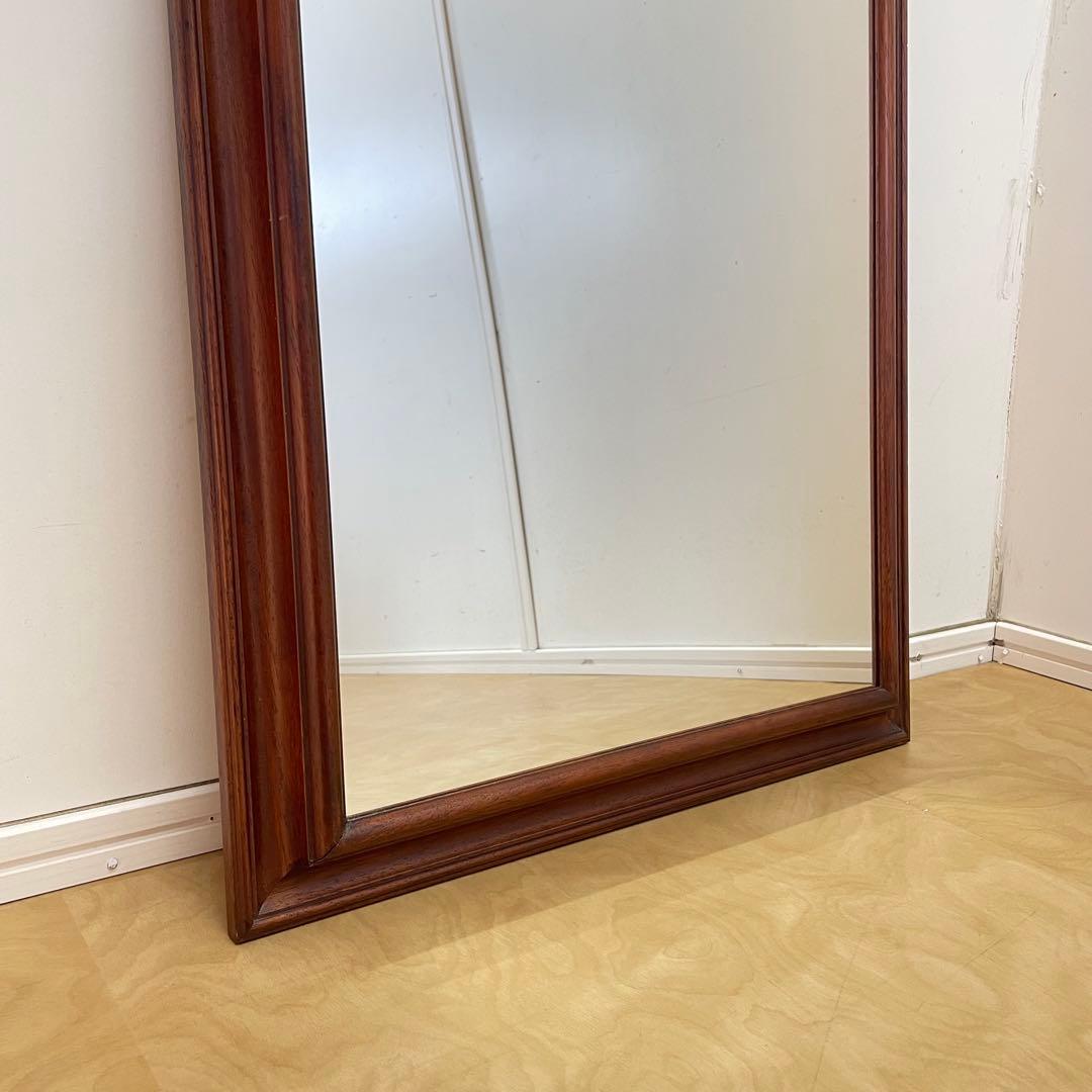 イタリア製 アンティーク調 ウォールミラー 木枠ミラー 鏡 壁掛け 立て掛け