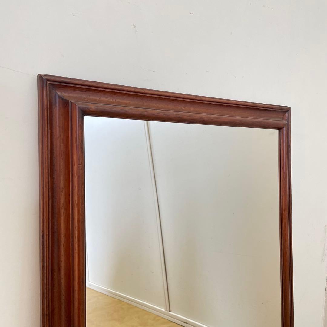 イタリア製 アンティーク調 ウォールミラー 木枠ミラー 鏡 壁掛け 立て掛け