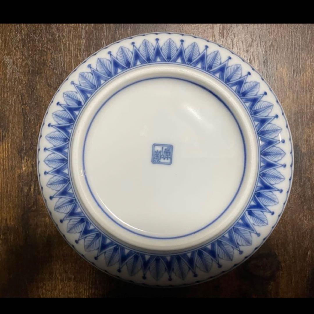 前畑陶器 庫山窯 染錦花鳥 中鉢 盛鉢 間取花紋 古伊万里 19cm 5個