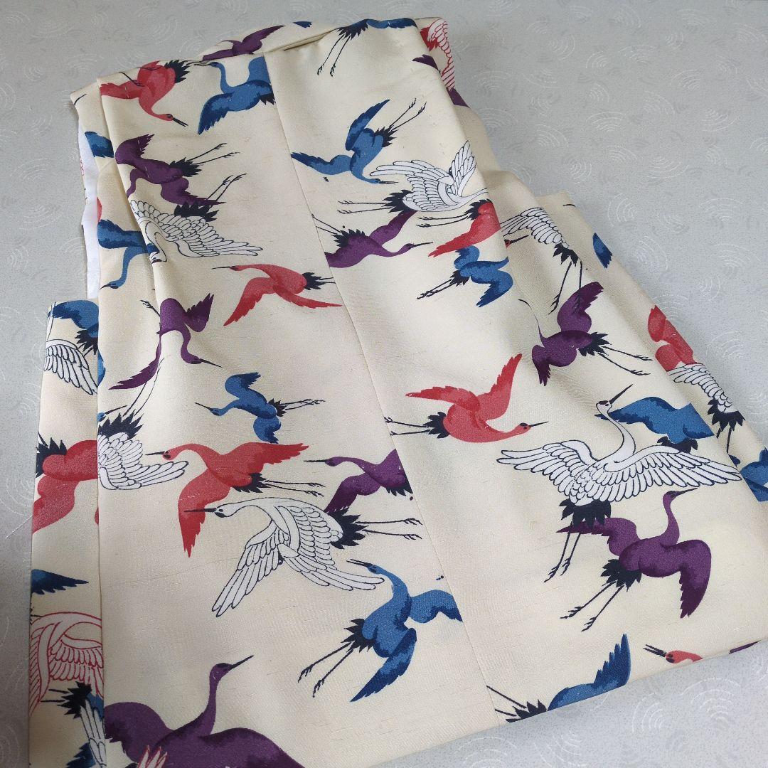 七五三３歳正絹手縫いの被布（巾着付き）中綿無し