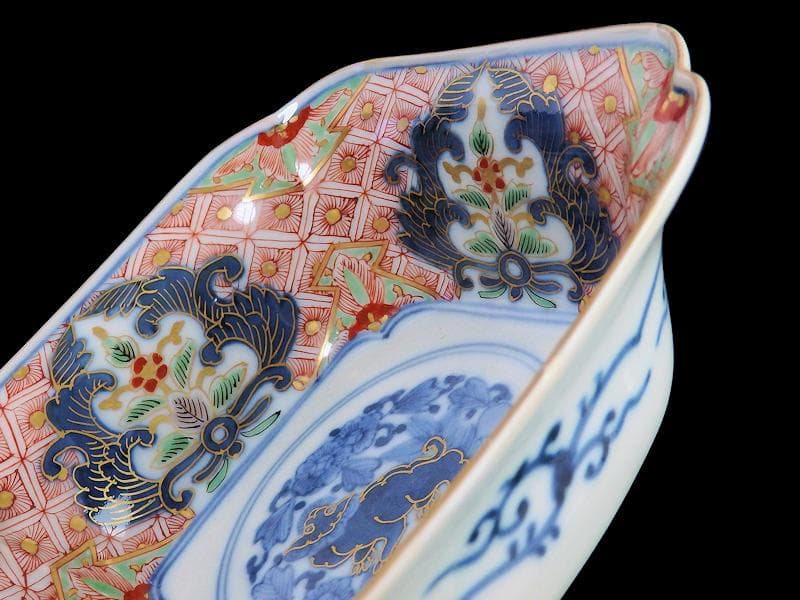 大聖寺古伊万里 菊花四方襷紋に獅子の図 四方角向付 E508AS-CRw - メルカリ