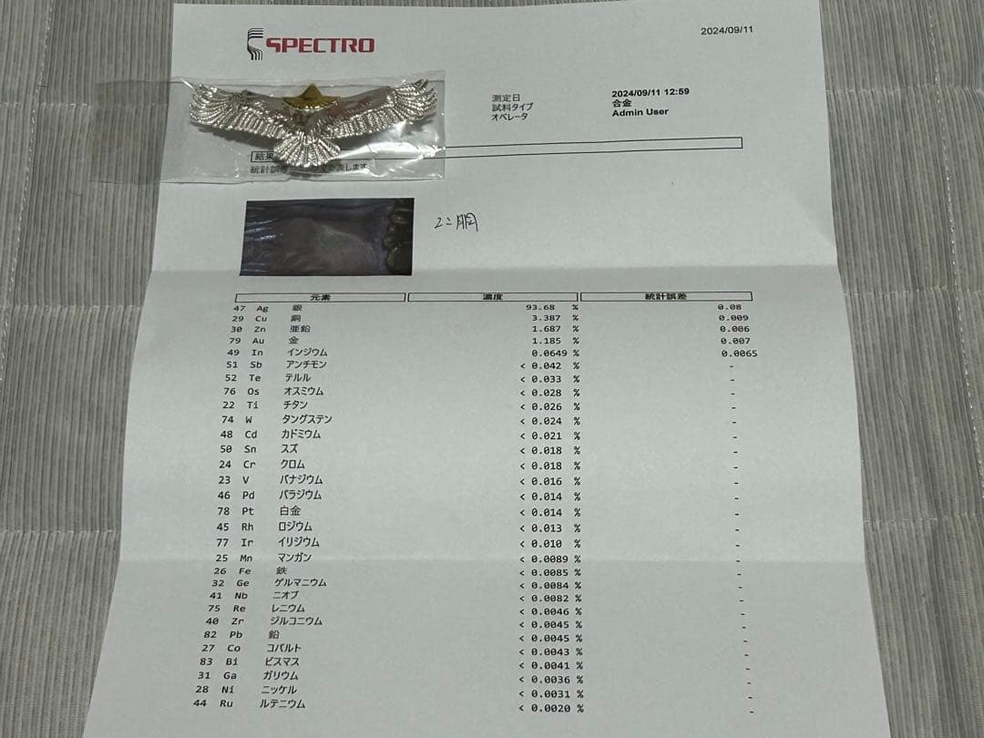イーグル　シルバー925 ゴールドヘッド　ハンドメイド　返品保証付　本物鑑定書有