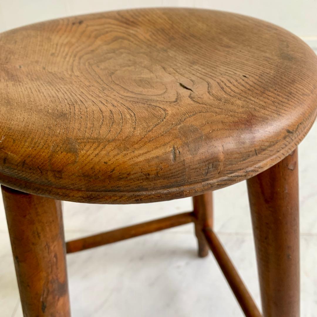 レトロな丸スツール 木製シンプルスツール 昭和レトロ
