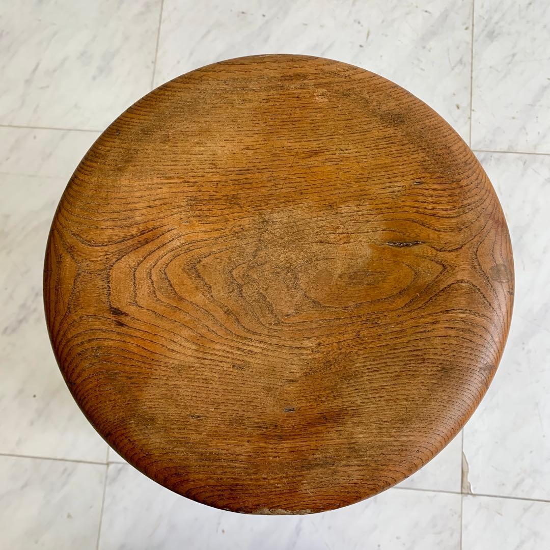 レトロな丸スツール 木製シンプルスツール 昭和レトロ