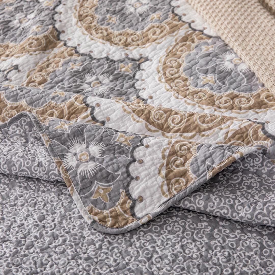 キルトベッドカバー3点セット綿マルチカバー キルティング 004