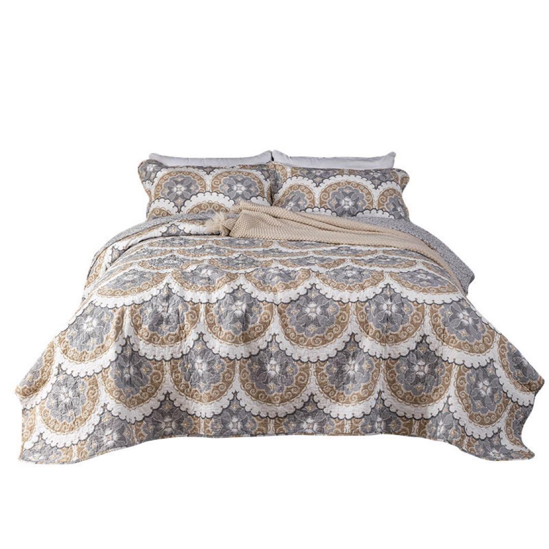 キルトベッドカバー3点セット綿マルチカバー キルティング 004