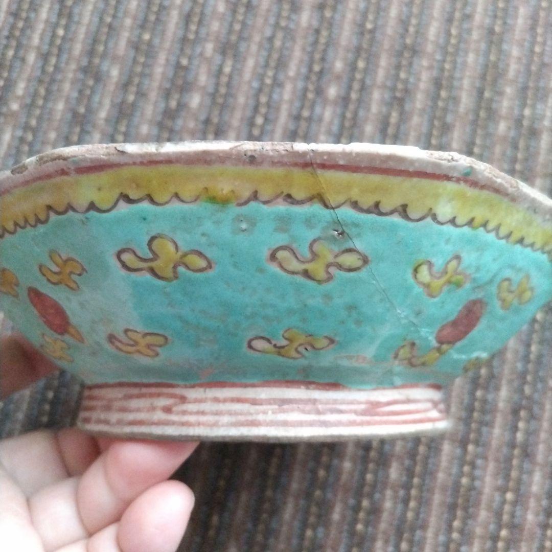 b中国古玩　粉彩　十錦手　色絵八角鉢　17.5cm