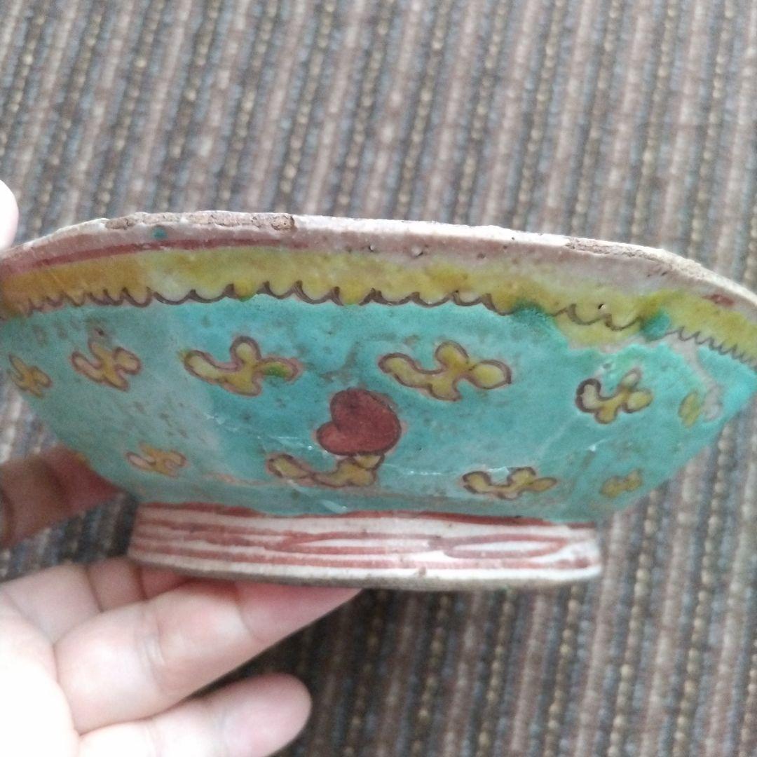 b中国古玩　粉彩　十錦手　色絵八角鉢　17.5cm