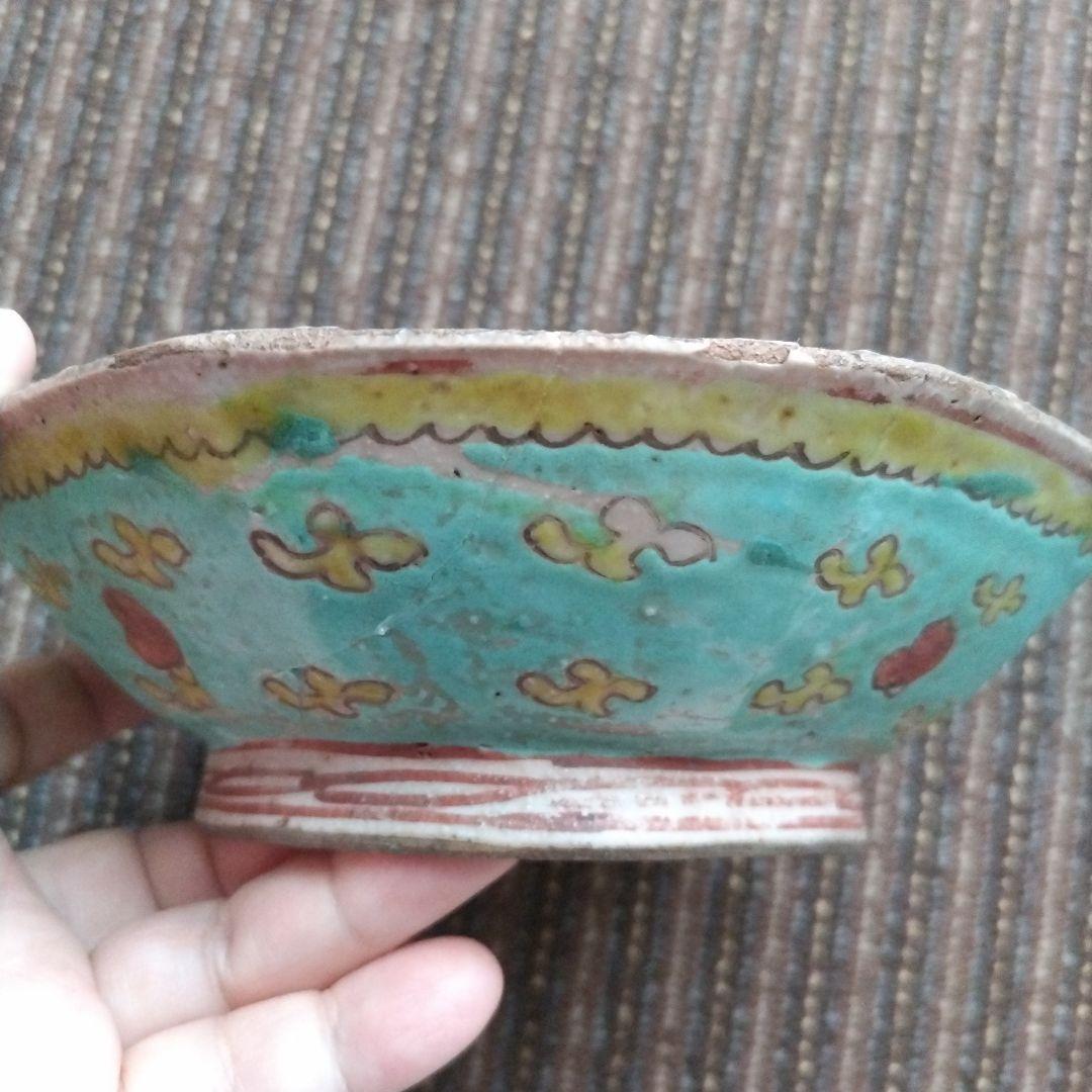 b中国古玩　粉彩　十錦手　色絵八角鉢　17.5cm