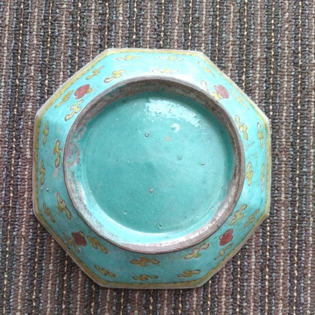 b中国古玩　粉彩　十錦手　色絵八角鉢　17.5cm