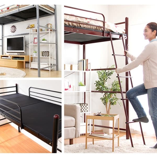 高さ調整可能な極太パイプ ロフトベット シングル