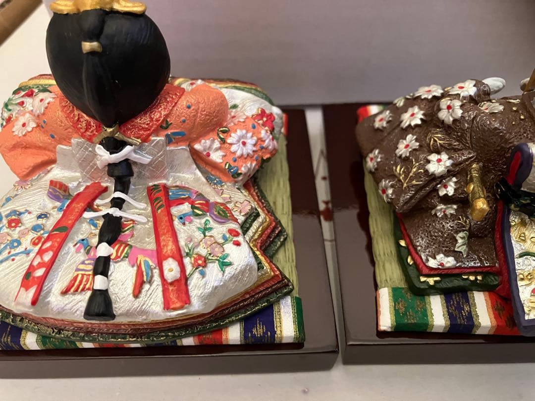 雛人形 ミニ ひな人形 3段飾り京春雛 木製三段十人飾り 茶　ケース付き