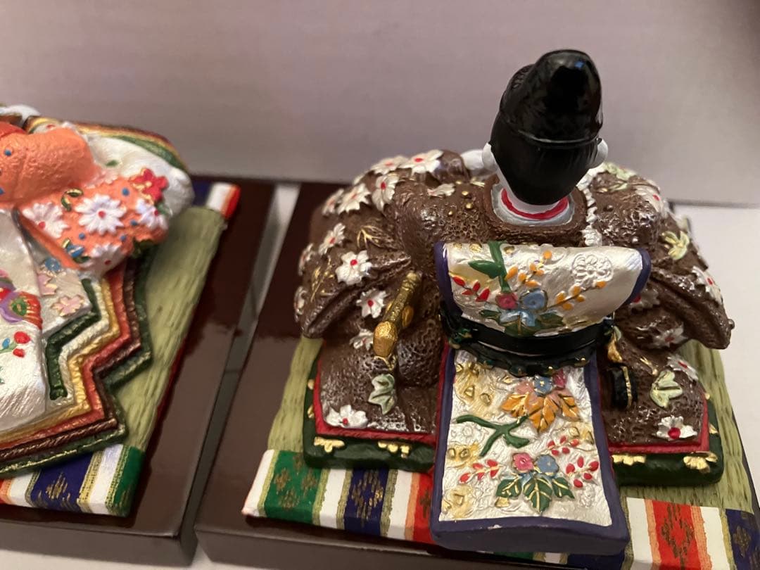 雛人形 ミニ ひな人形 3段飾り京春雛 木製三段十人飾り 茶　ケース付き