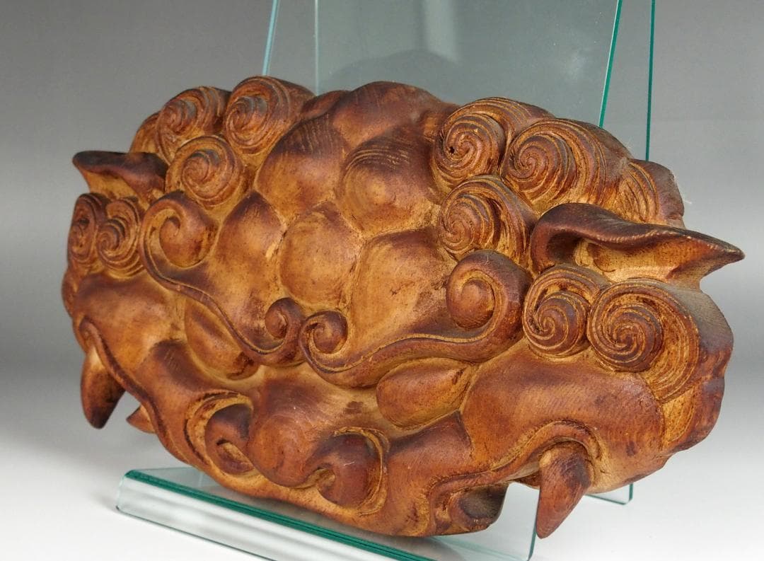 【木彫　獅噛】魔除け　獅子噛み　社寺彫刻　宮彫り　だんじり　山車　悪疫を噛み砕く